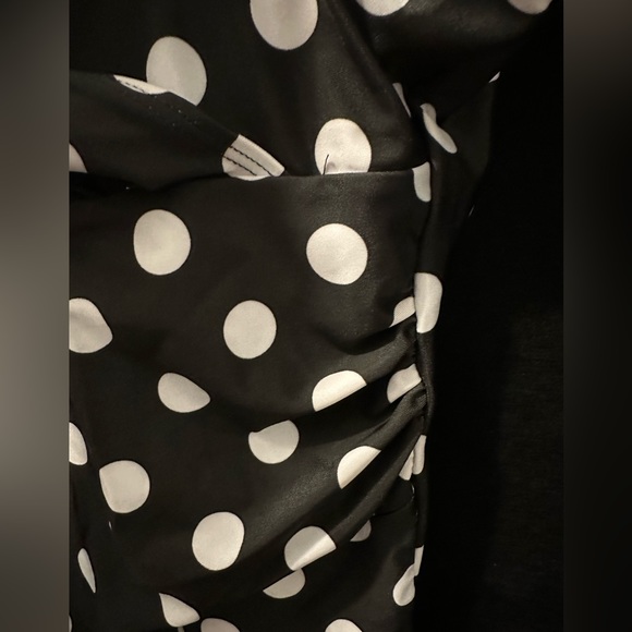 Women’s one piece SWIMSUIT, black and white polkadot, NWOT size L - Picture 4 of 6
